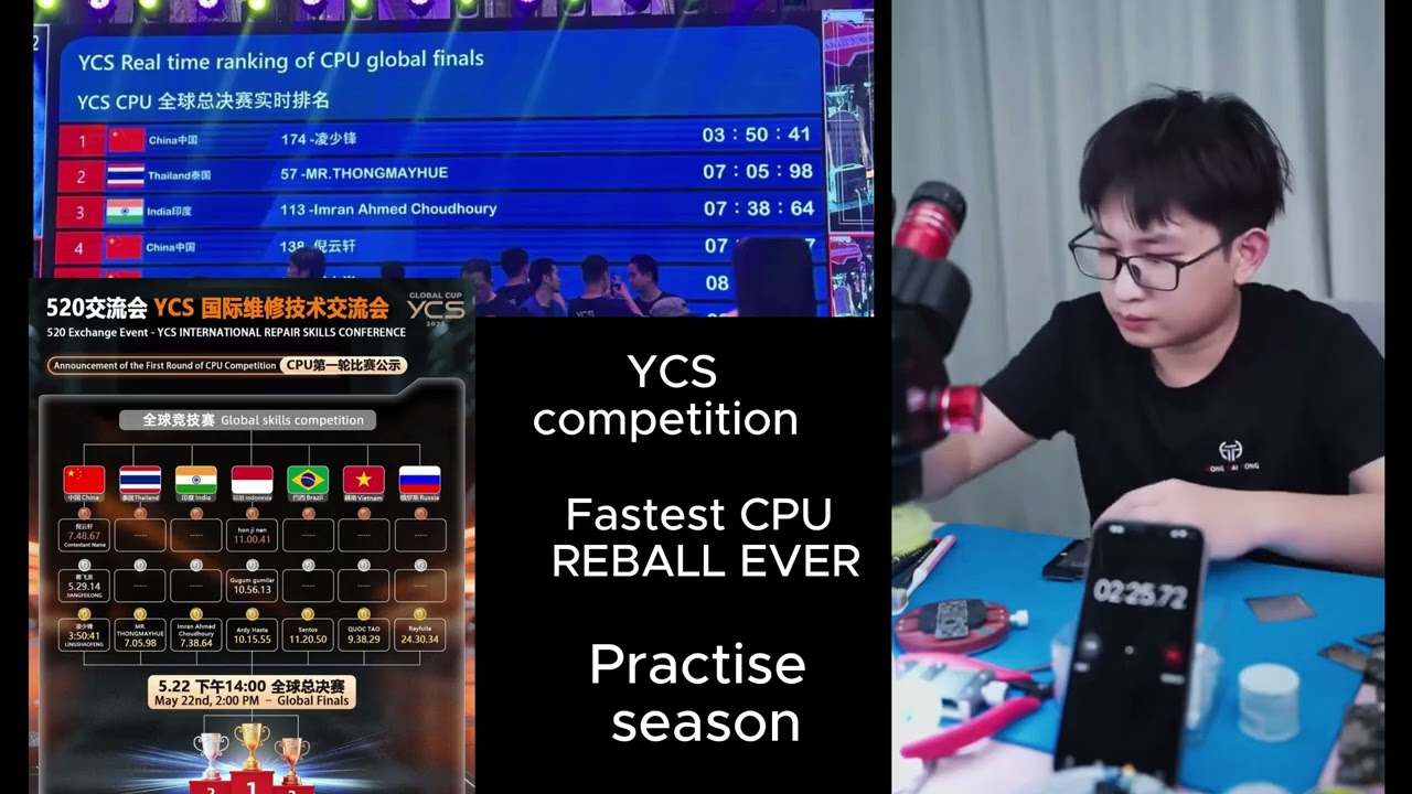 YCS REPAIR 1ST ROUND WINNER HELD IN CHINA  || FASTEST IPHONE  CPU REBALL EVER 03:50 MINUTES ONLY