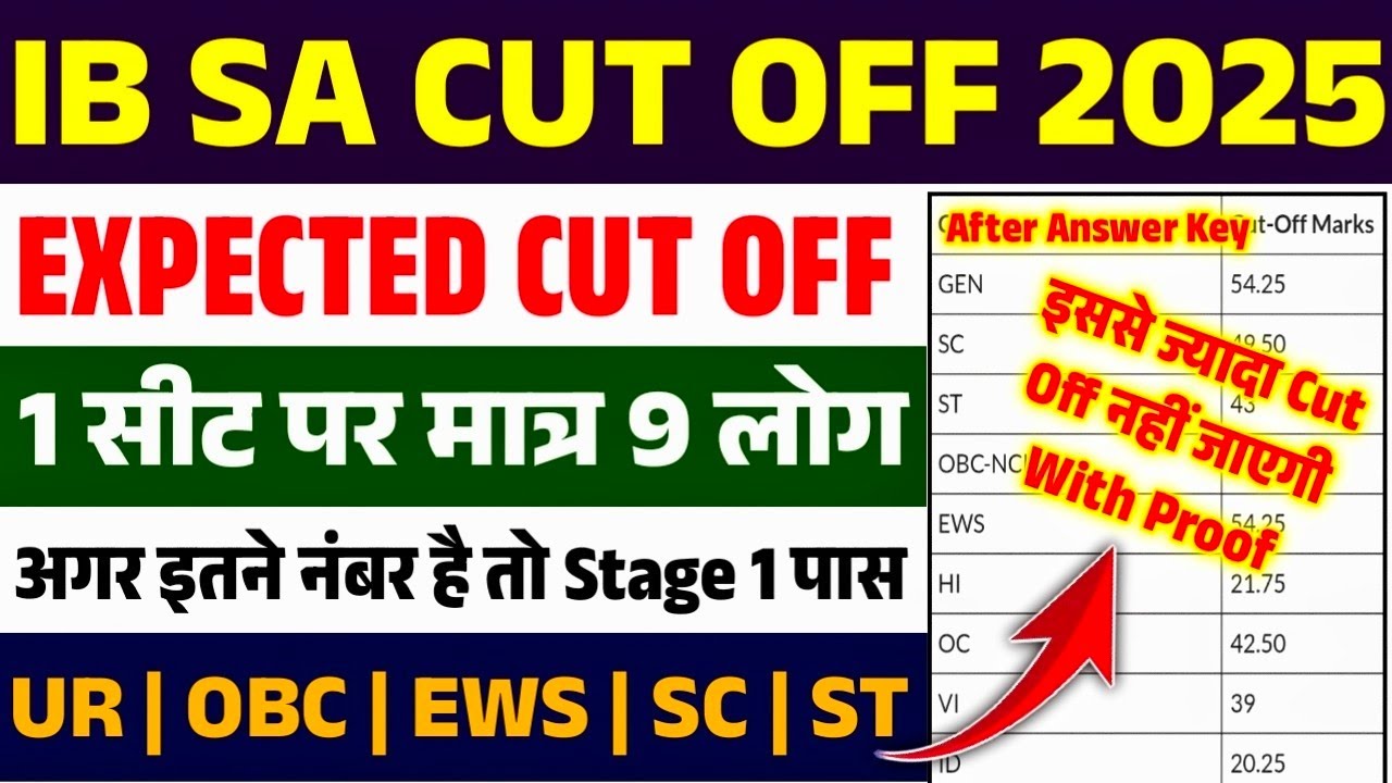 IB SA Cut Off 2025 | IB SA Expected Cut Off 2025 | IB SA Cut Off | IB SA Answer Key 2025