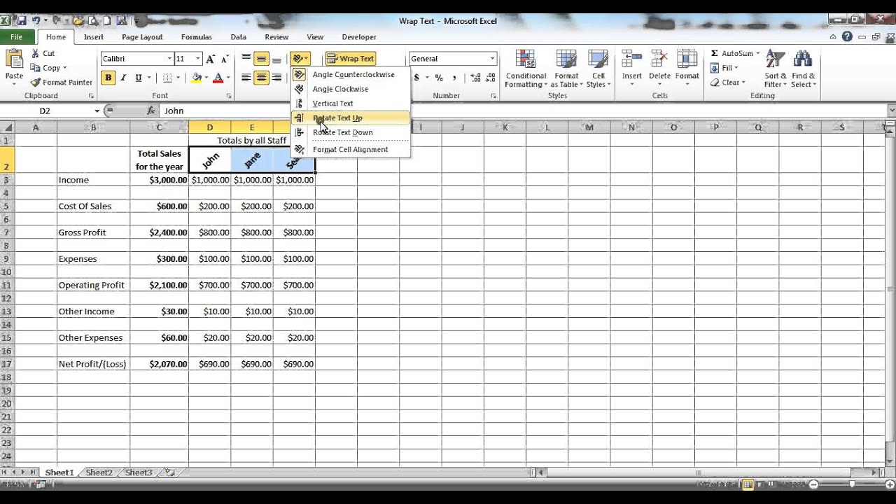 Excel   Home   Alignment   Orientation