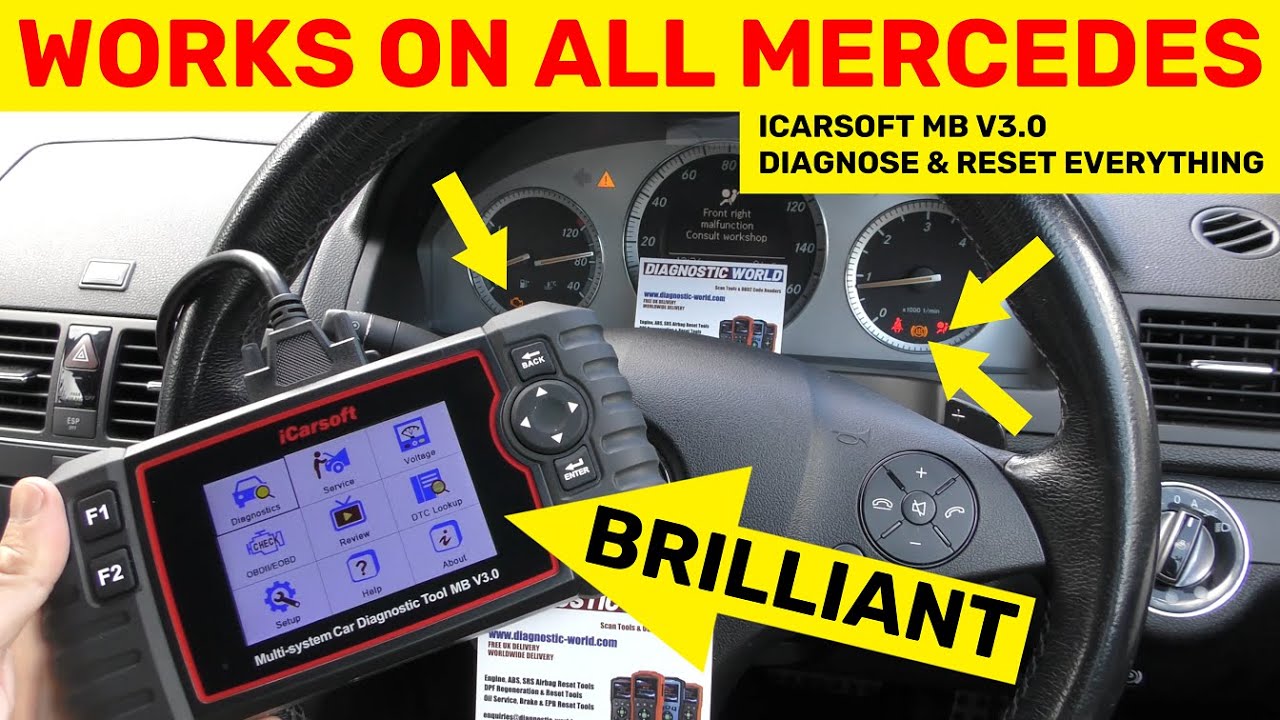 iCarsoft MB V3.0 Fixing Mercedes Check Engine, ABS & SRS Airbag Light (WORKS ON ALL MERCEDES)