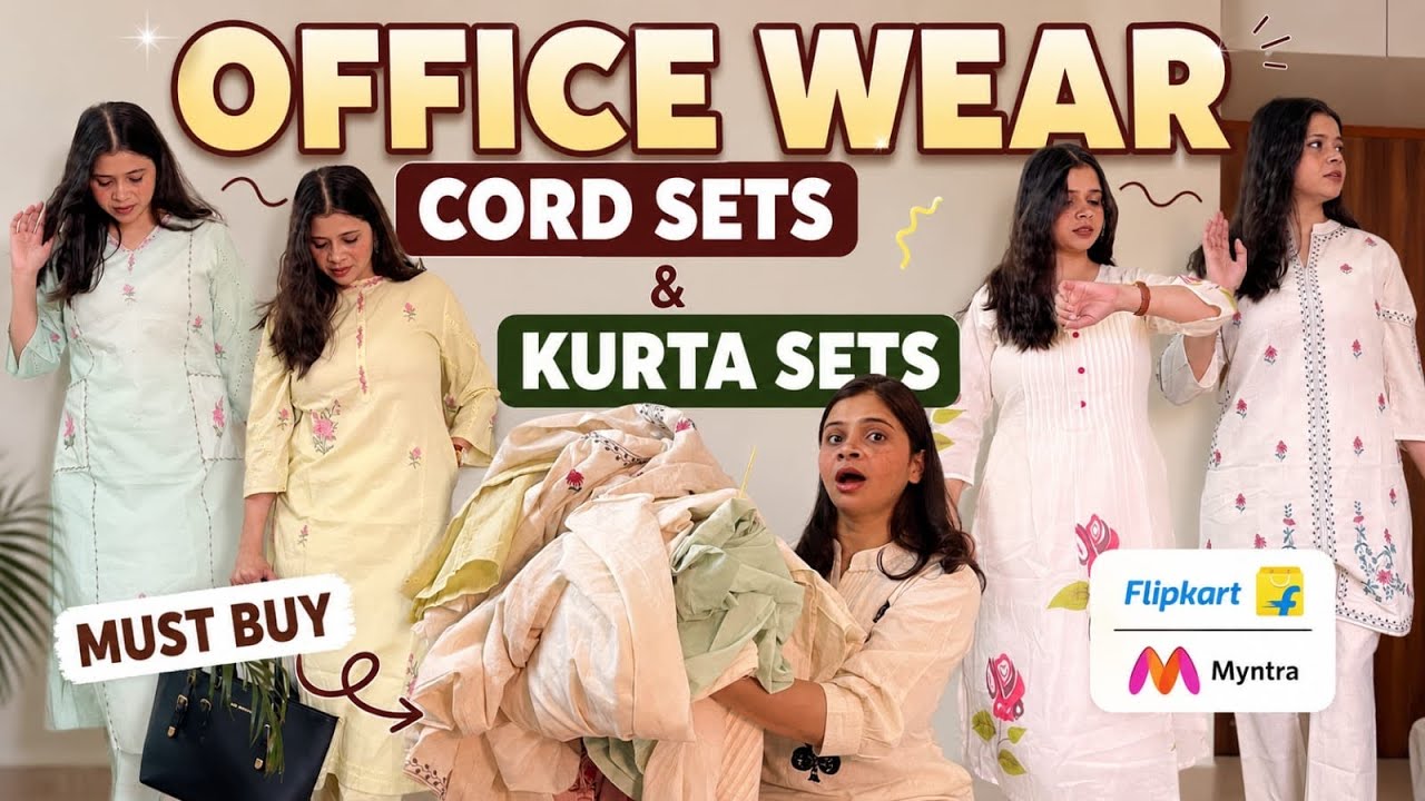 Must Buy Office Wear Cotton Co-ord sets & Kurta Sets😍 #myntra #officewear #cordsets #kurtaset 