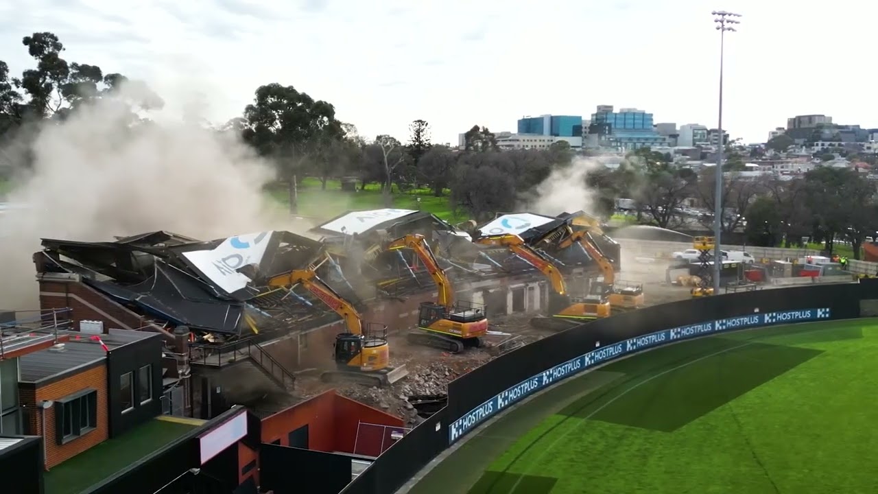 Punt Road Grandstand demolition 2025  (no sound)