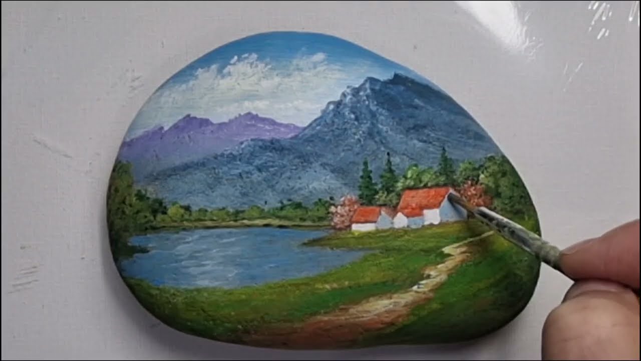#예쁜집 풍경화 돌그림| 아크릴페인팅 | 유화 | #Oil Painting | #Acrylic Painting [233]힐링영상취미미술 