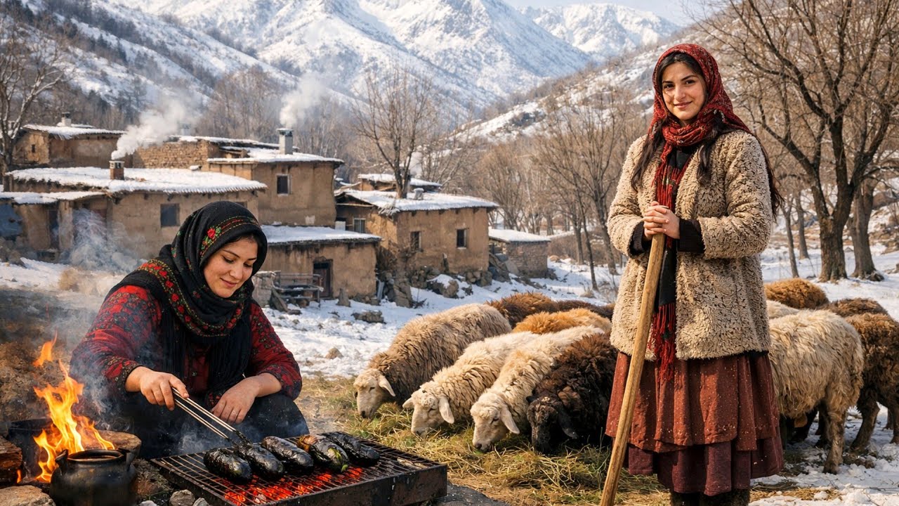 Iranian rural life. Cooking the most delicious healthy food over an open fire 🔥