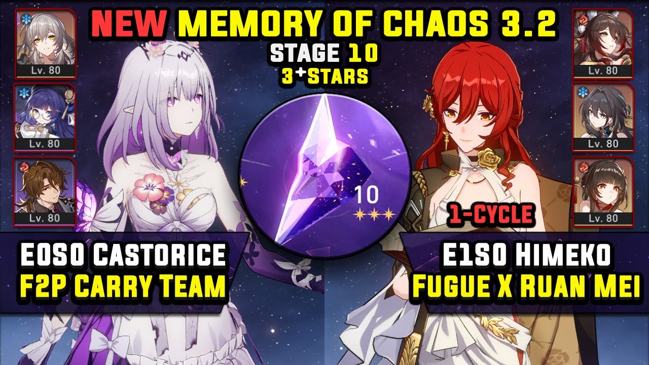 E0 Castorice F2P Carry & E1 Himeko Break Carry (3 Stars) NEW Memory Of Chaos 10 Honkai Star Rail 3.2