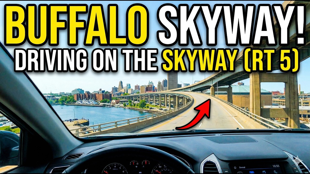 Driving on The Buffalo Skyway in Buffalo, New York