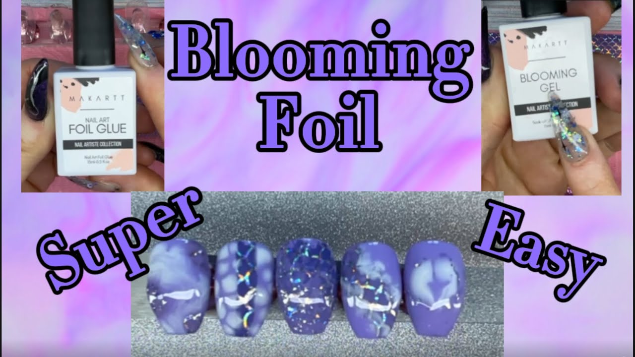 NAIL ART - Easy Blooming Gel & Foil Nails - #nailart #bloominggel #nailfoil