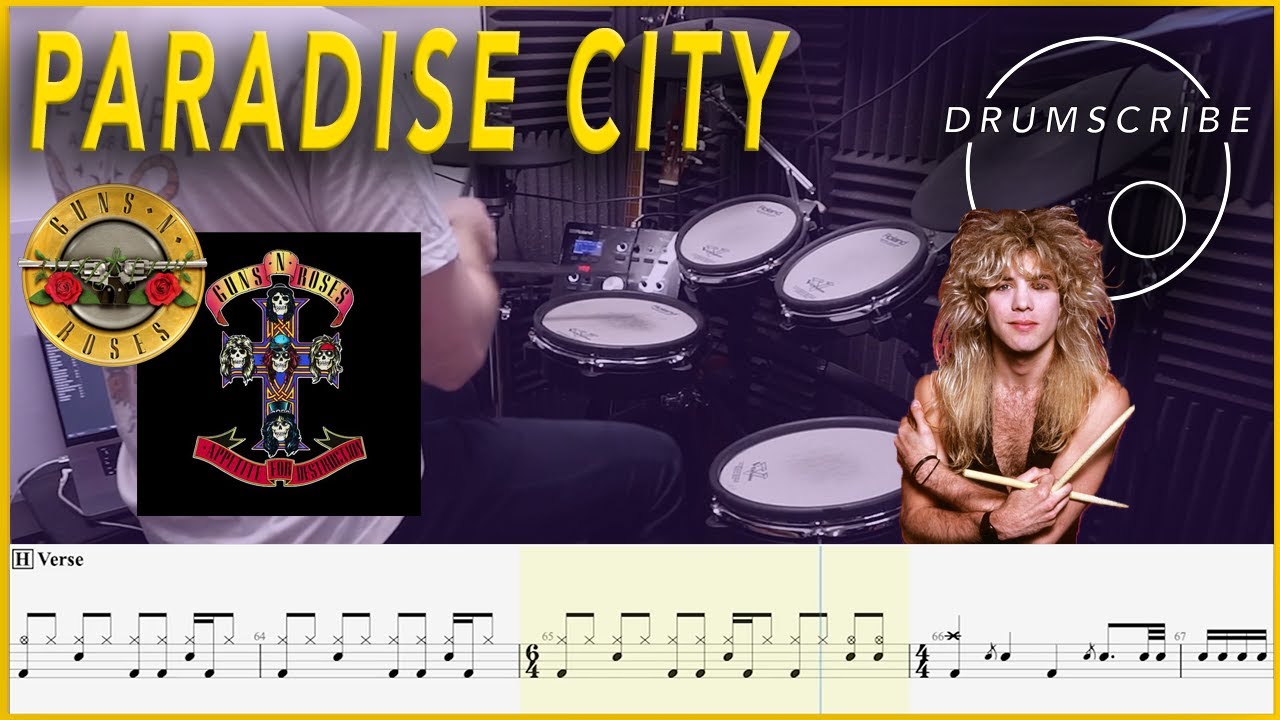 Paradise City - Guns N' Roses | DRUM SCORE Sheet Music | #2 DRUMSCRIBE