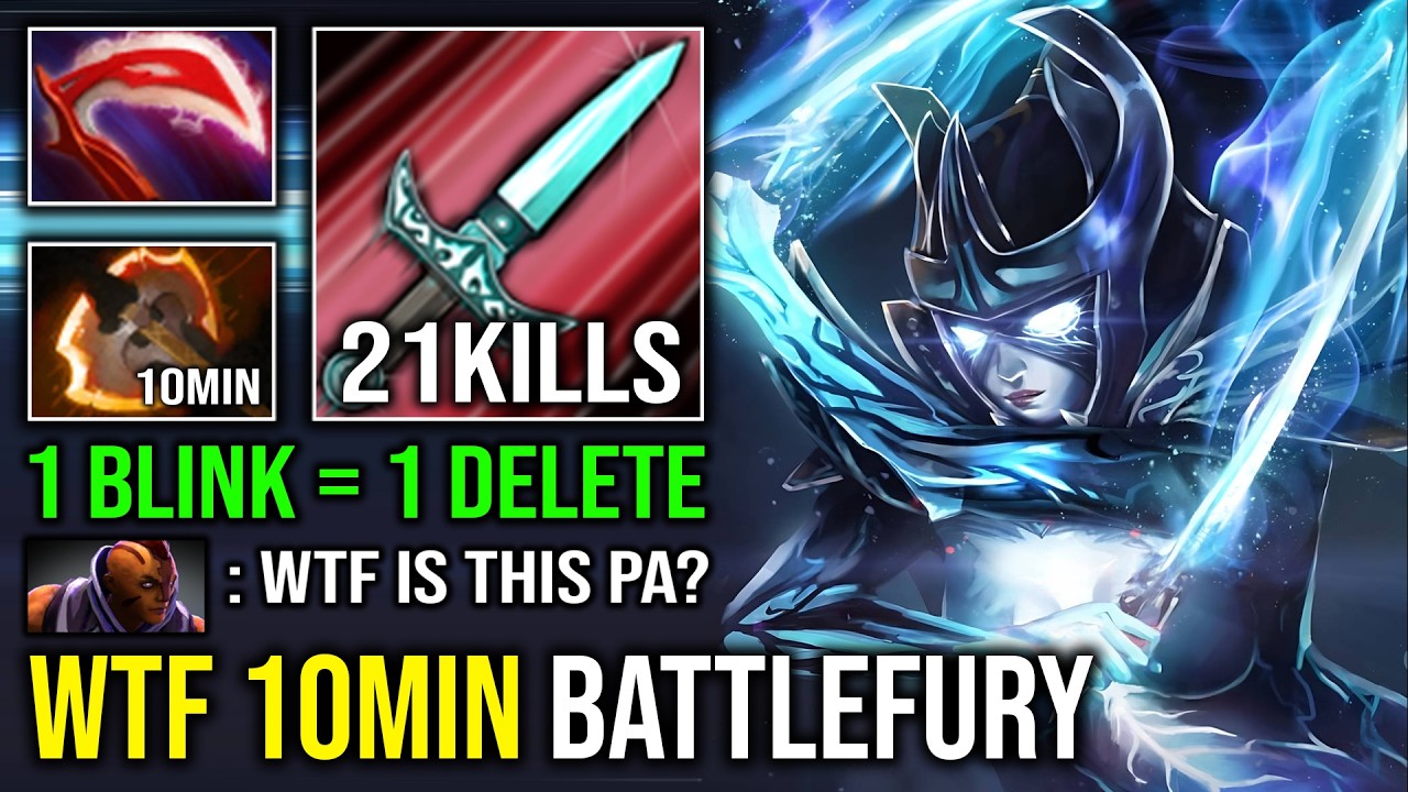WTF 10MIN BATTLEFURY Fountain Rampage 1 Jump = 1 Delete Unlimited Crit Phantom Assassin Dota 2