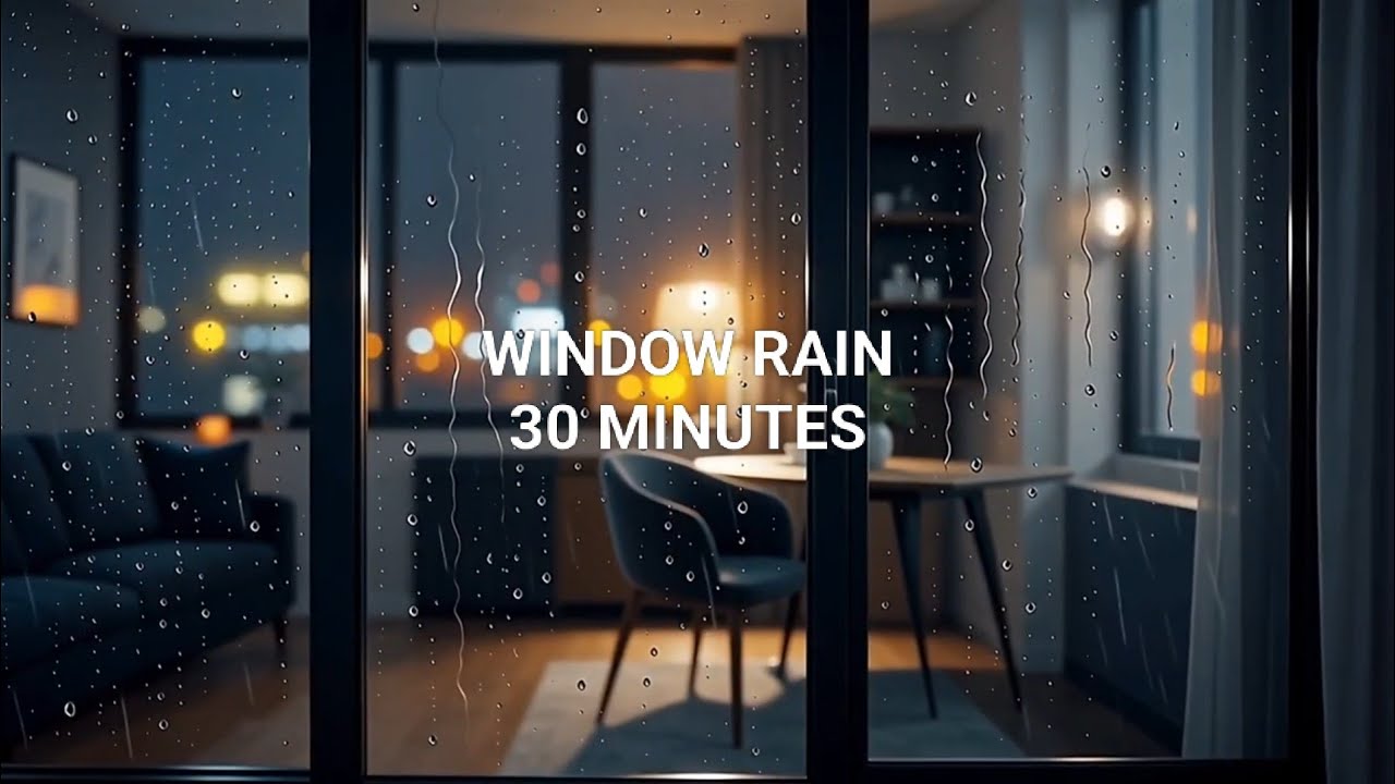30 Minutes | Window Rain Sounds for Sleep | Cozy Night Ambience