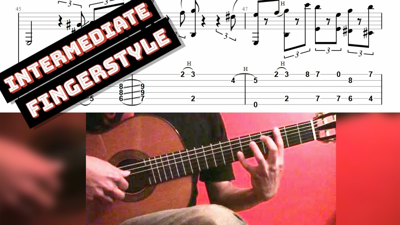 Pink Panther theme Fingerstyle Guitar Tabs on screen (PDF)