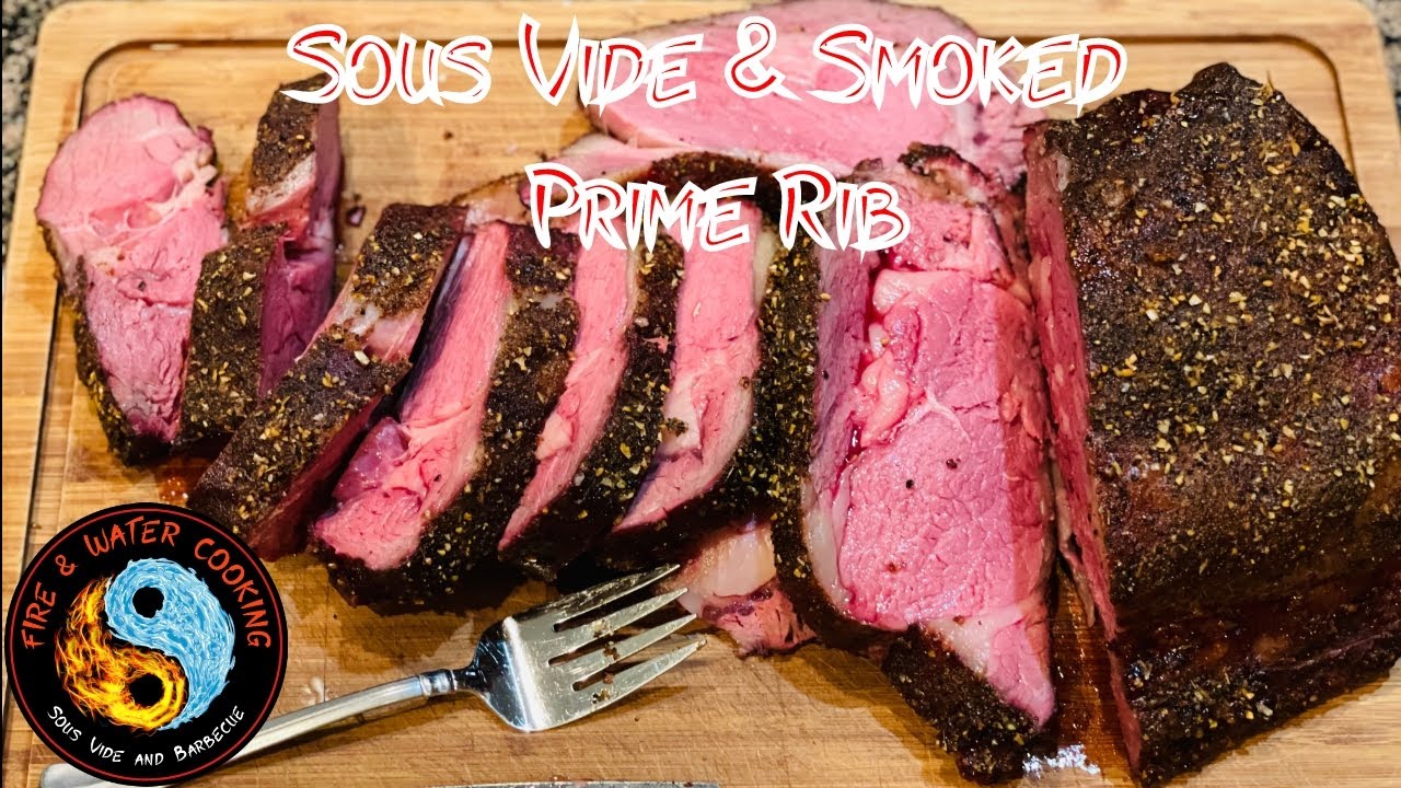 Prime Rib Roast Cooked Sous Vide and Smoked on the Traeger Timberline