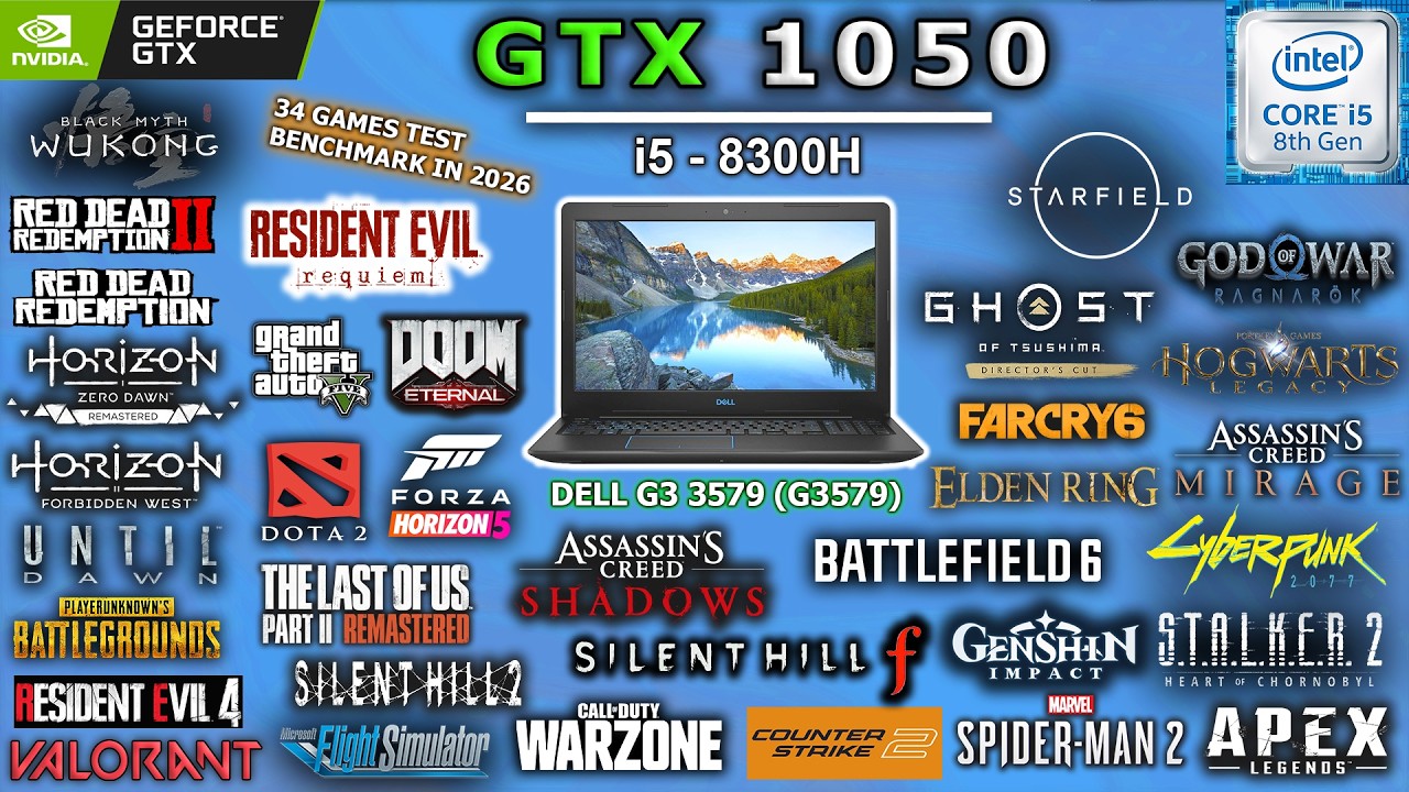 GTX 1050 + i5-8300H Tested 34 Games In 2026 || Dell G3 - 15 - 3579 (G3579) #gtx1050 #gtx1650 #gaming