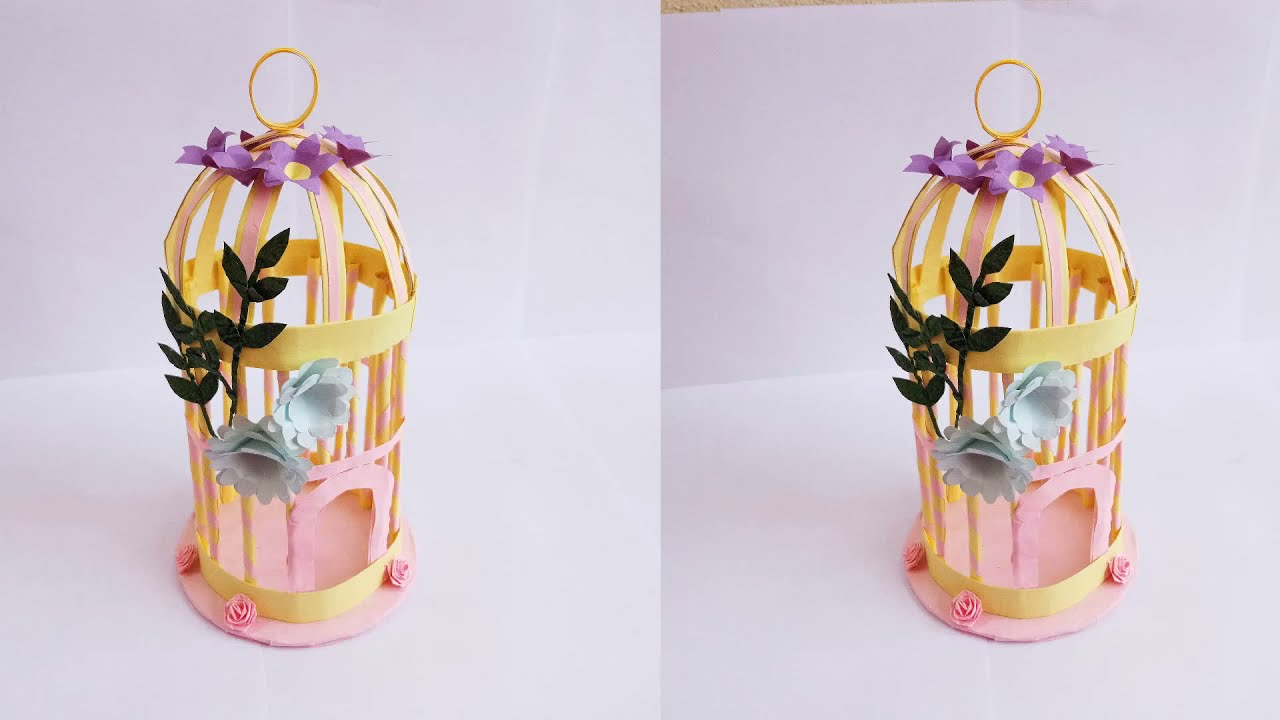 Paper bird cage |How to make paper bird house | DIY new room decoration idea |
