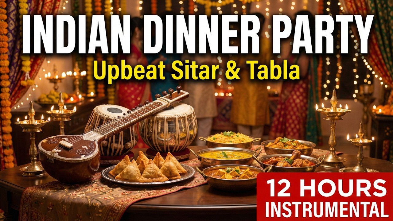 Traditional Indian Dinner Party Songs | 12 Hours Upbeat Sitar & Tabla Background Music