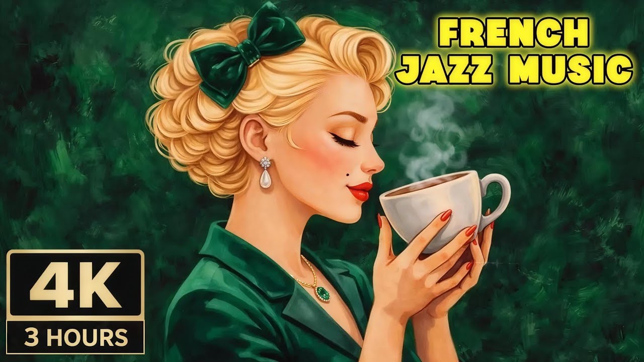 Relaxing Vintage Jazz Café ☕ 1940s Paris Ambience | Soft Female Vocals | Study,Work&Coffee 3HOURS 4K