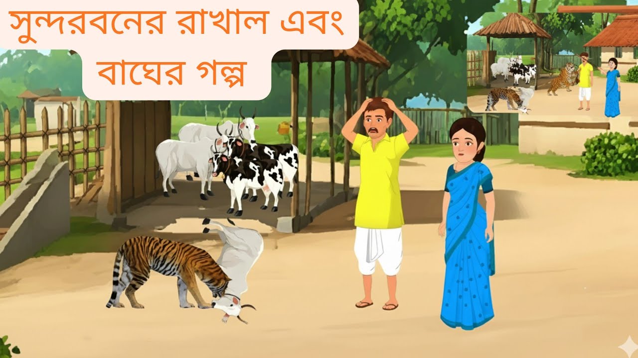 🐅 রাখাল ও বাঘের গল্প | বাংলা শিক্ষা মূলক গল্প | Bangla Moral Story | Village Cartoon Animation
