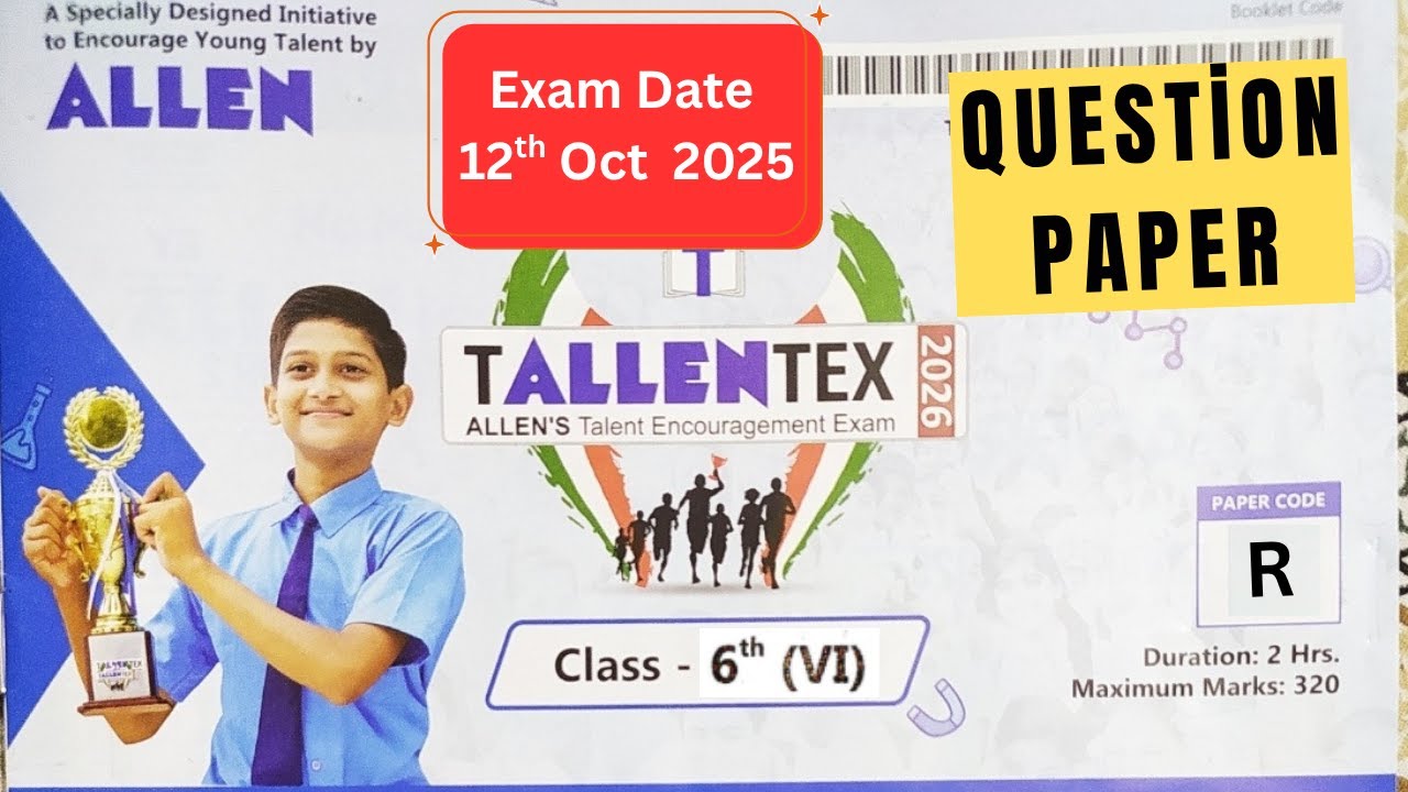 TALLENTEX 2026 Class 6 (12th Oct 2025) | Question paper Full Paper Solution