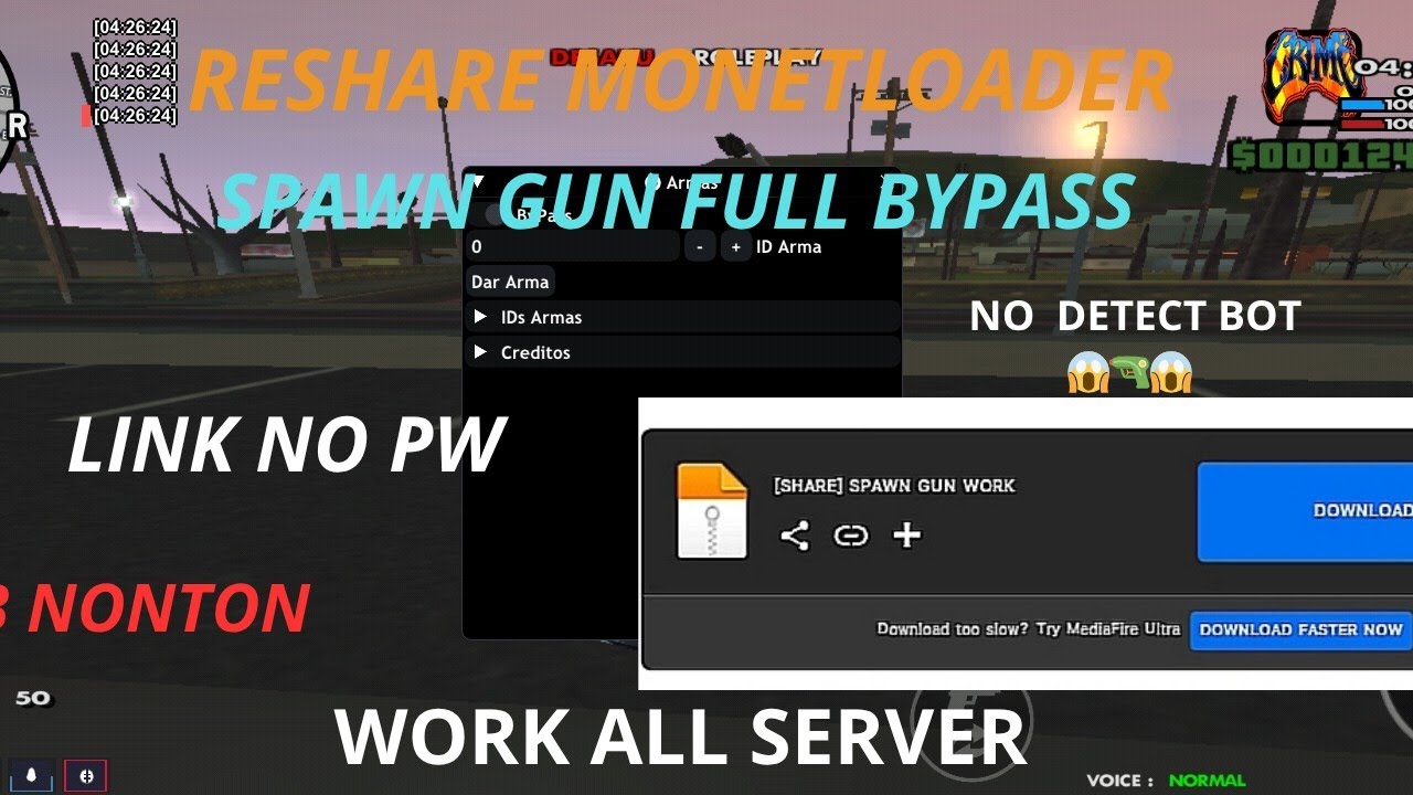 SHARE MONETLOADER SPAWN GUN WORK 100% NO PW | GTA SAMP