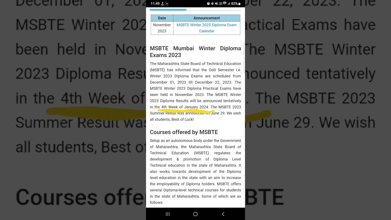 MSBTE Winter Diploma Result 2023 | MSBTE Winter Diploma Result 2024