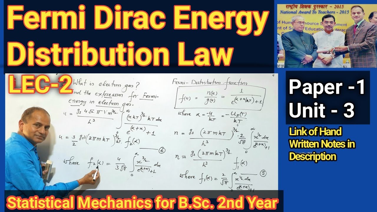 Fermi Dirac Energy Distribution law for B.Sc. 2nd Year | Fermi Dirac Distribution Derivation