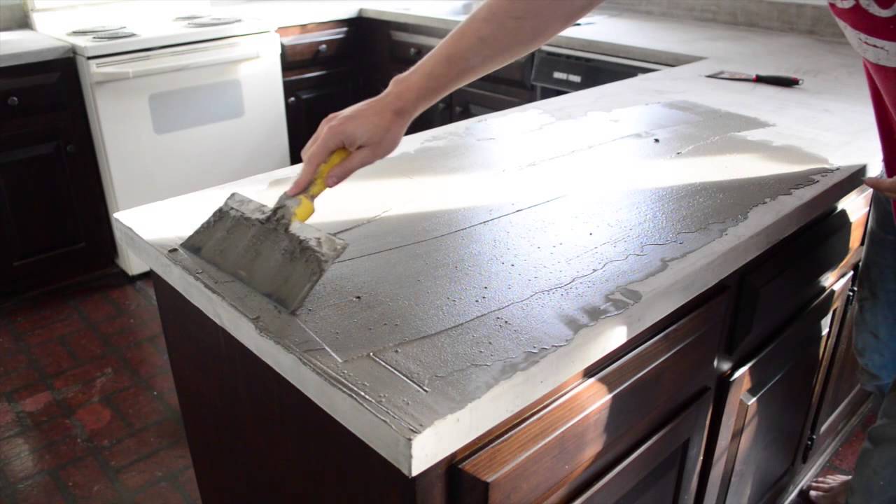 Spreading Ardex Feather Finish on Our Kitchen Counters