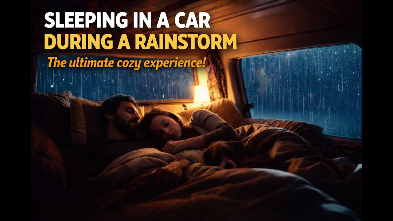 Heavy rain thunder sound when sleep in car Relaxing Sound for Insomia