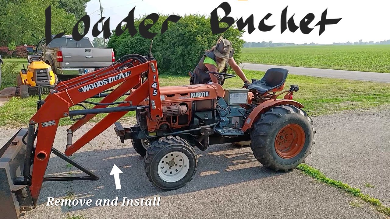 Teaching Woods DuAl 145 Bucket Remove Install Homestead Mini Tractor Training- Kubota B7100 4x4