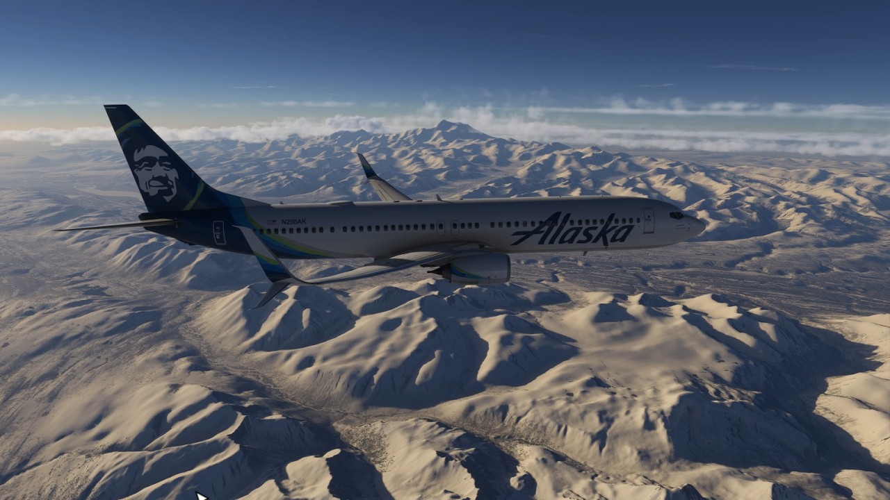 FS24 PMDG Alaska Airlines Boeing 737-990(ER) Anchorage Ted Stevens - Fairbanks International Airport