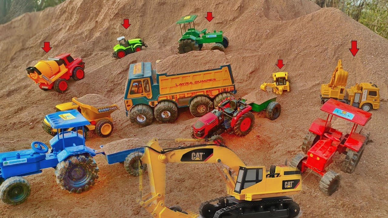 TATA Dumper Truck Mahindra Tractor & dumper loading JCB 5CX। Truck Loading Video 