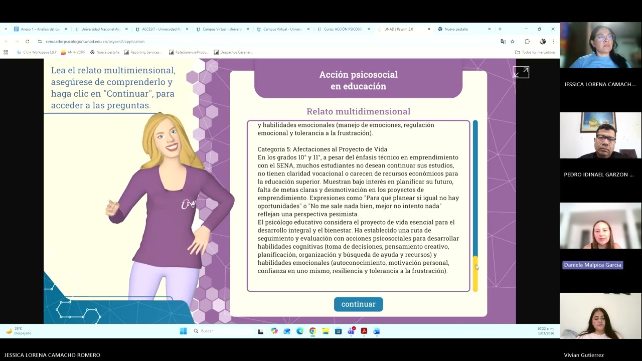Componente práctico Acción psicosocial y Educación