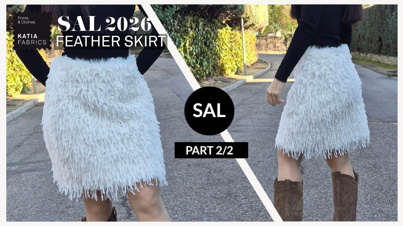 SAL FALDA DE PLUMAS 2026 ✂️ Cómo coser una falda de pelo vegano efecto pluma – PARTE 2 🪶