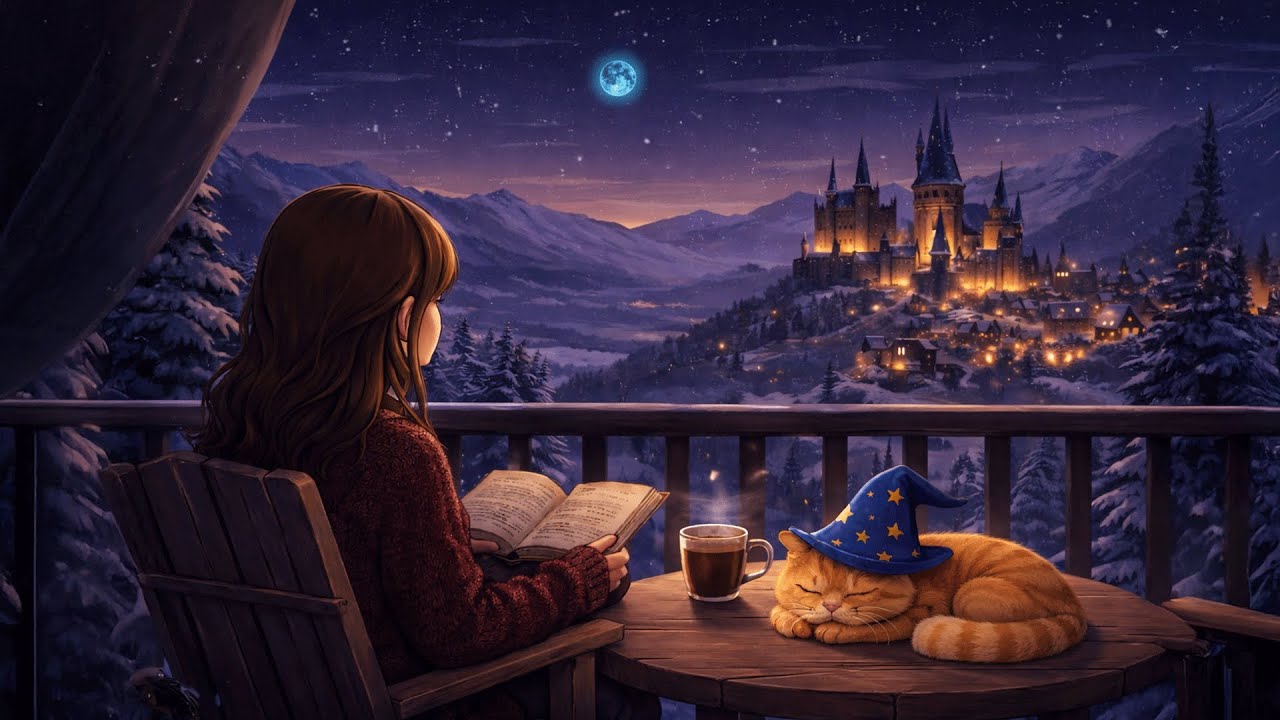 🎧 Lofi para Estudiar en un Mundo Mágico | Nieve, Viento Suave & Lectura Nocturna📚