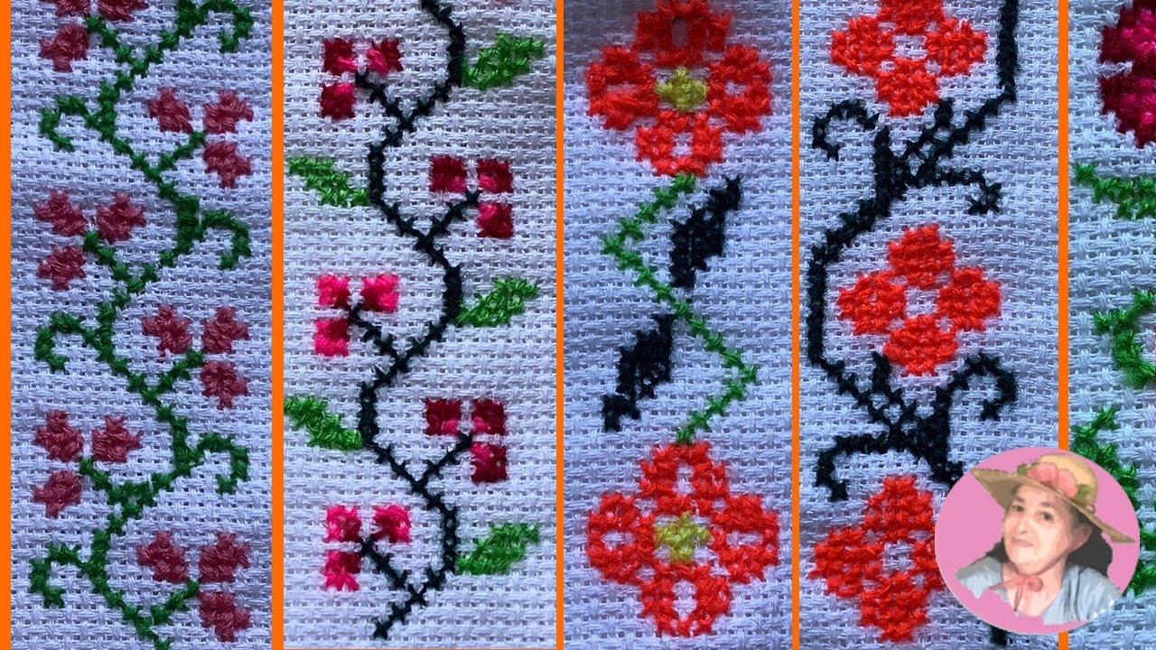 Muestras de guia de flores en punto de cruz 