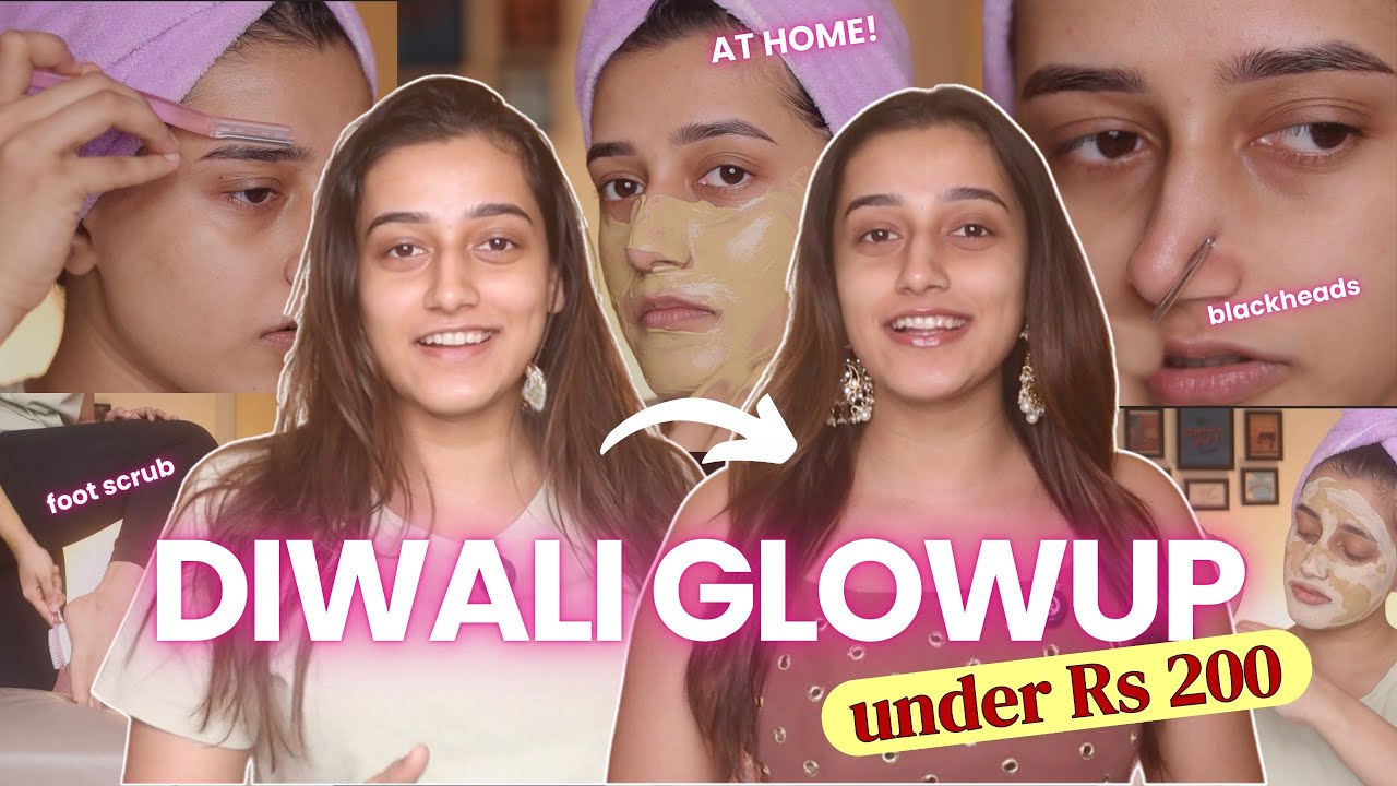 Under ₹200 EXTREME Diwali Glow Up Routine at *HOME* ❤️🪔✨| Aashi Adani