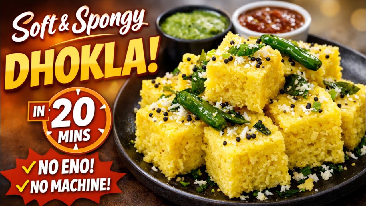 Soft & spongy dokla Gujarati special dokla 😋😋 no eno no baking powder 