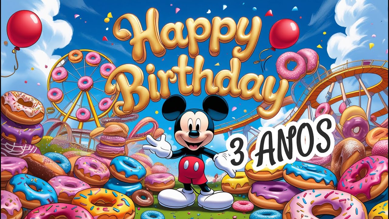 O Melhor Aniversário de 3 Anos com Donuts e o Mickey! 🍩🎈
