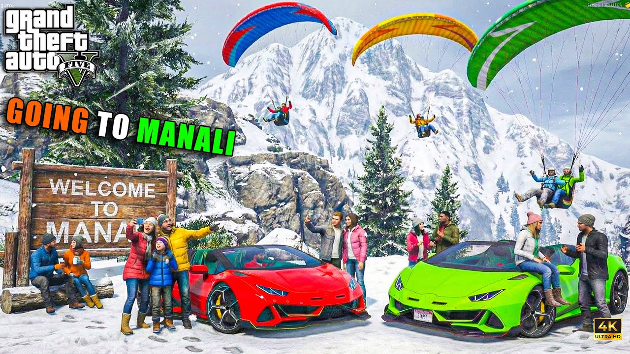 GTA 5 : GOING TO MANALI IN SNOW FALL WITH LAMBORGHINI HURCAN WITH JIMMY OMG!