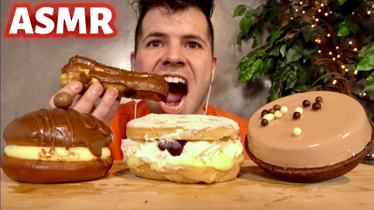 ASMR ECLAIR, CHOCOLATE SANDWICH, CREAM PUFF & TART MUKBANG 먹방 | MESSY EATING | DESSERTS