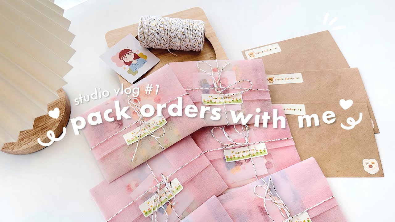 🎀 pack orders with me // studio vlog #1