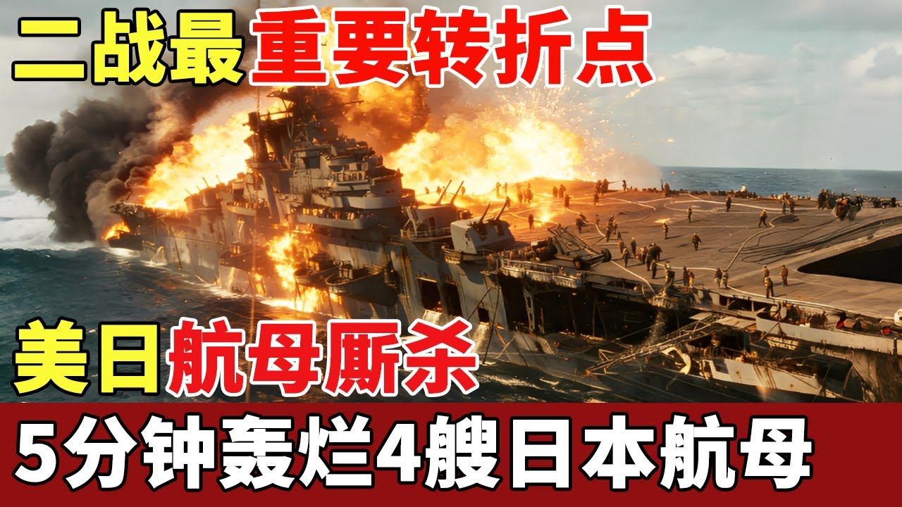 二战最重要转折点，美日航母厮杀，美国截获一封秘密电报，5分钟轰烂4艘日本航母，太解气了！【世界大观】