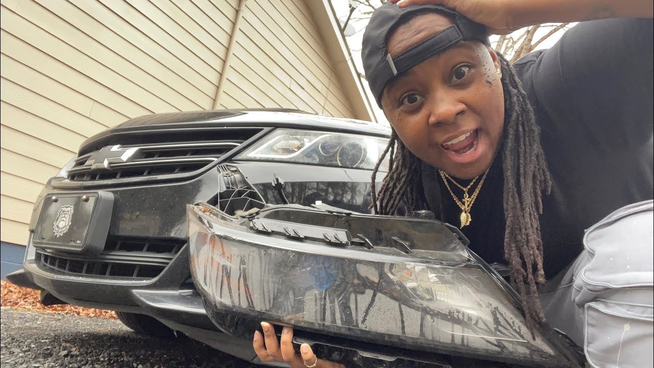 Replacing 2018 Chevy Impala Headlights!! (Water Is Everywhere!!!)🚗💦🫣👀 #fyp #newvideo