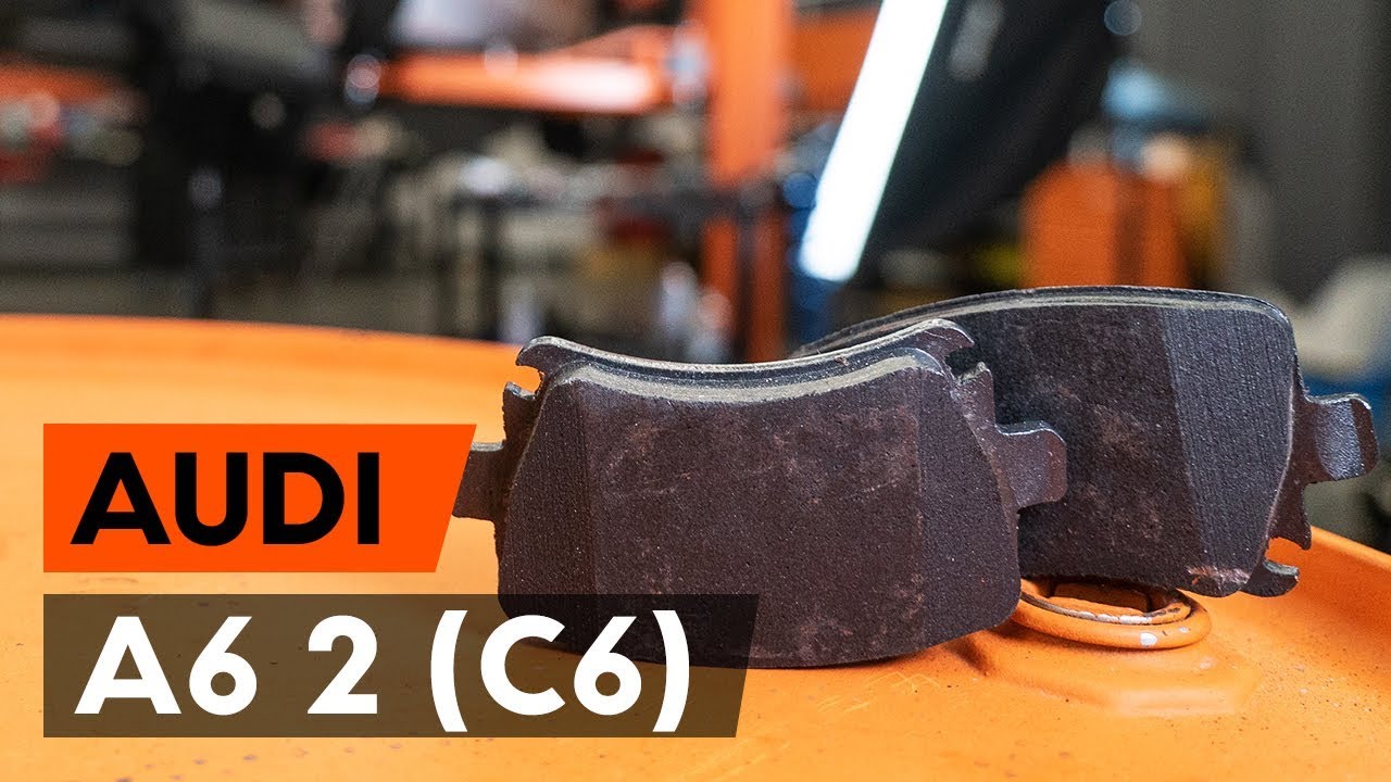 How to change rear brake pads / rear brake pad set on AUDI A6 2 (C6) [TUTORIAL AUTODOC]