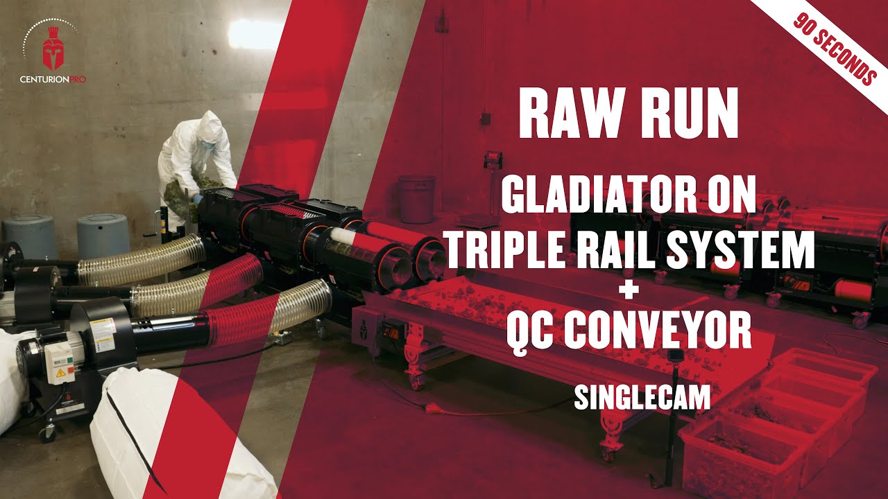 CenturionPro Gladiator Triple Rail System with QC Conveyor Running Wet Product Single Camera Raw Run