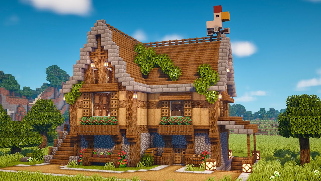 Minecraft | How to Build a House with underground storage room | Tutorial