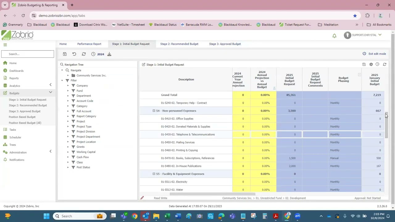 Zobrio Budgeting & Reporting Demo