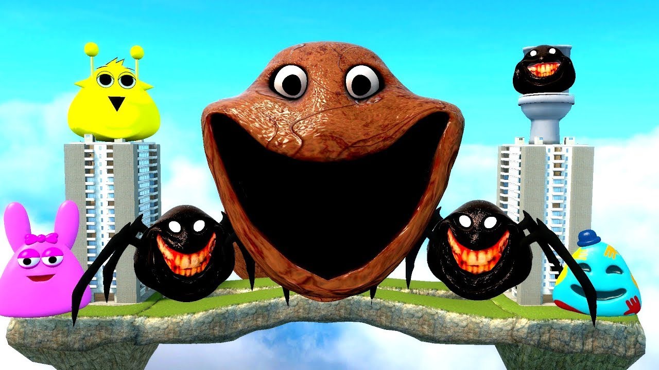 🏝️SPARTAN KICKING POU BOU FAMILY FROM BOUS REVENGE ,THERE IS DANGER BELOW in FLYGRASS Garrys Mod!