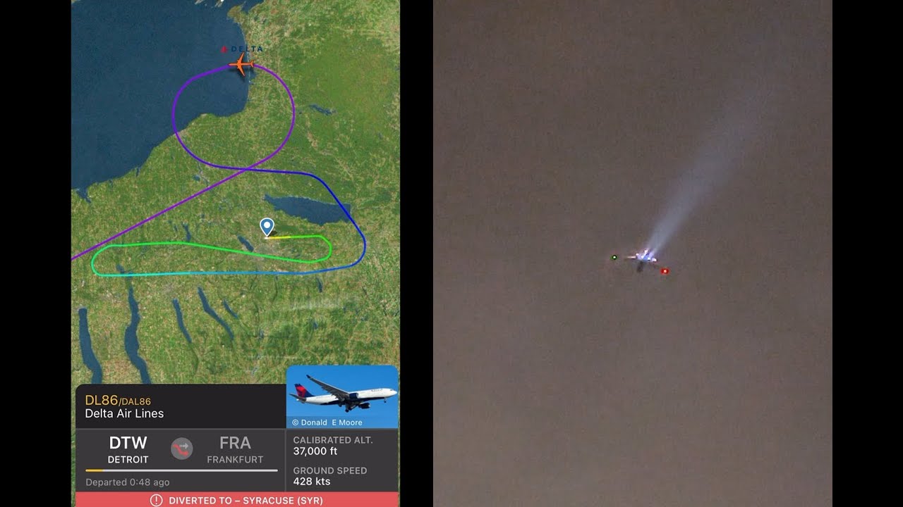 Delta A330 Emergency Landing in Syracuse with ATC Audio - 4K