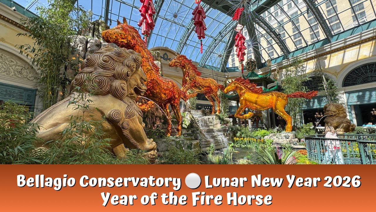 Bellagio Conservatory Lunar New Year 2026 Year of the Fire Horse.
