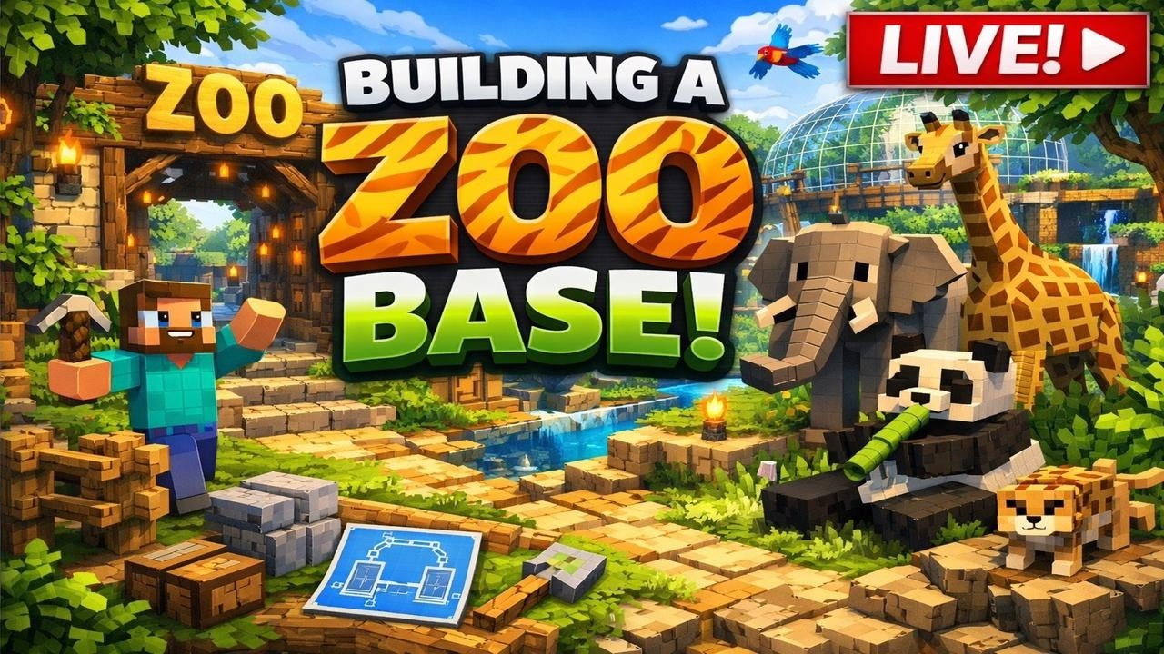 🐼 Minecraft Survival Zoo Base – Day 12 Live Stream